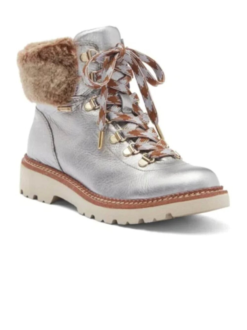 NEW BIONICA Danie Genuine Shearling Trim Hiking Boot In Grey-gold